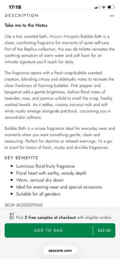 New MAISON MARGIELA Bubble Bath Eau De Toilette 30mls