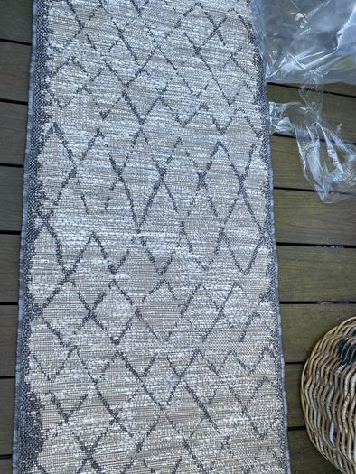 New 240cm x 58cm distressed oatmeal and grey indoor/outdoor runner