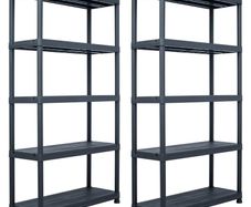 Storage Shelf Racks 2 pcs Black 250 kg 80x40x180 cm Plastic