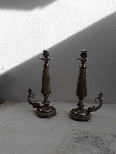 Vintage Onyx Green Candle holders