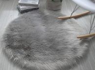main image for ad Faux Fur Sheepskin Style Rug Faux Fleece Fluffy Area Rugs Anti-Skid Yoga Carpet for Living Room Bedroom Sofa Floor Rugs (Round Gray, 17.7x17.7 nch)