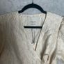 Sister Jane Dream Lilith Jacquard Mini Wrap Dress Sz 8UK 4US S Cream Puff Sleeve Image 3