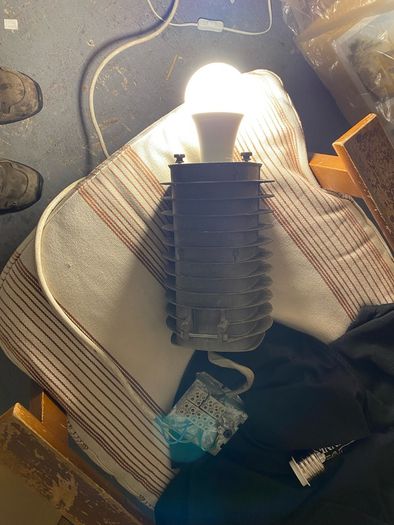 Vintage Industrial Ceiling light which has been converted to use LED Bulbs French Philips Lamps 1950s 1960s
