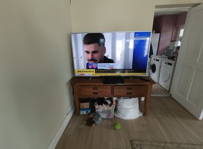 Philip's 65 inch TV working perfectly and solid oak dresser 59 inches wide