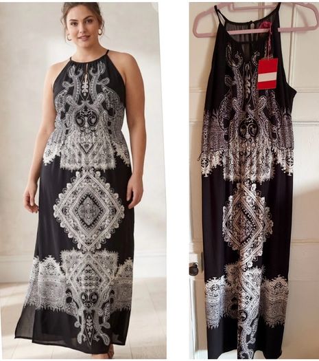 Boohoo folk maxi dress festival boho Aztec folk