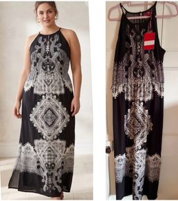 Boohoo folk maxi dress festival boho Aztec folk