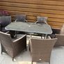Garden Top glass table and x6 wicker chairs Image 2