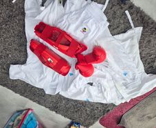 karate shin/foot guards+ gloves and 2 karate suits