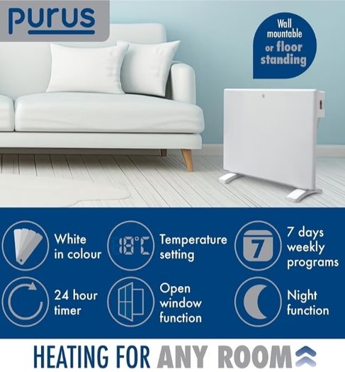 600W White Electric Radiator Heaters for Home, Bathroom Safe Electric Heater Setback Timer Lot 20 & Advanced Thermostat Control Wall Mounted or Floor Standing Low Energy Panel Heater