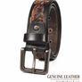 Unisex Genuine Leather Tooled Belt Vintage Floral Western Leather Belt Image 6