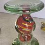 Set Of 2 Old Cut Glass Colored Candle Holders. Image 6