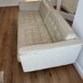 2-Seater Cream Faux Leather Sofa + Matching Footstool Image 3