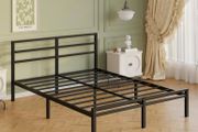 Metal Double Bed Frame with Headboard and Footboard | Fits 135 x 190 cm Mattress, Steel Slats Support, 30 cm Storage Space Underbed, Noise Free, Easy Assembly, Black