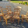 6 Wooden Wicker Dining Table Chairs Image 4