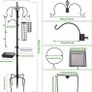 Bird Feeding Station, Bird Feeder pole 75 Inch Bird Feeder Stand with 7 Hooks, 2 Bird Feeders, Mesh Food Tray & Water Bow, 5-Prong Base for Outdoors Attracting Birds, Black Image 2