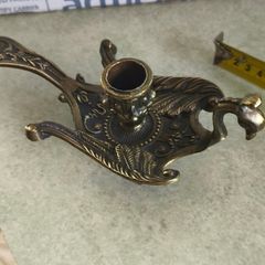 Vintage Brass Chamber Candlestick Magical Peacock. Ornate Firebird Phoenix Candlestick. Candle Holder Peacock Bird Shaped. Made in Italy.
