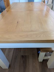 Dining table large Never left uncovered so no marks or scratches. Very sturdy oak table in excellent condition