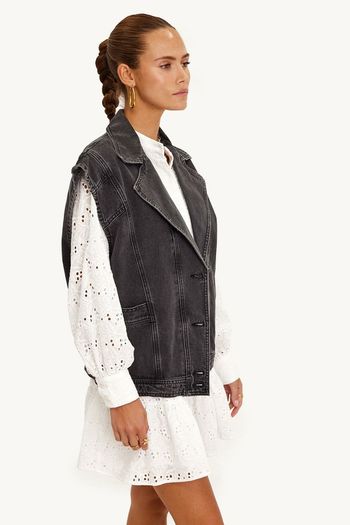 Denim Sleeveless Jacket Size Medium