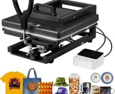 Hybrid Heat Press, 380 x 380 mm, 8-in-1 Multifunction, Heat Up Fast and Even, All-New Patented Design, Easy to Control, Sublimation Press Machine for T-shirts/Mugs/Tumblers/Caps/Plates, Black