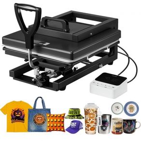 Hybrid Heat Press, 380 x 380 mm, 8-in-1 Multifunction, Heat Up Fast and Even, All-New Patented Design, Easy to Control, Sublimation Press Machine for T-shirts/Mugs/Tumblers/Caps/Plates, Black
