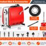 500W Electric Drain Cleaning Machine with 25.4m Cable and 8 Cutters for 50 to 110mm Pipes Image 3