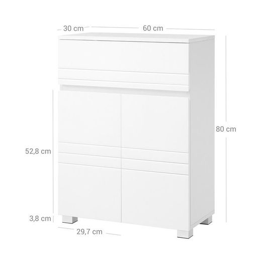 Bathroom cabinet white  bathroom cabinet, sideboard with drawer, bathroom cabinet with double door, adjustable shelf level, with feet, for bathroom, hallway, entrance area, 60 x 30 x 80 cm, white