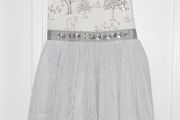 Beautiful Next Christmas Dress, silver and white with reindeer print