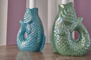 candleSet of x2 Ceramic Fish Ornament Candle Stick/ Holders