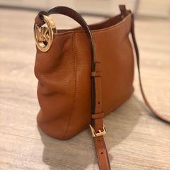 Michael Kors Crossbody Bag - Grained Leather and Gold Hardware