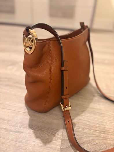 Michael Kors Crossbody Bag - Grained Leather and Gold Hardware