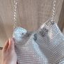 silver bag clutch new with rhinestone Image 4