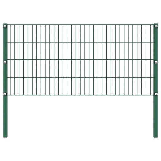 Fence Panel with Posts Iron 10.2x0.8 m Green