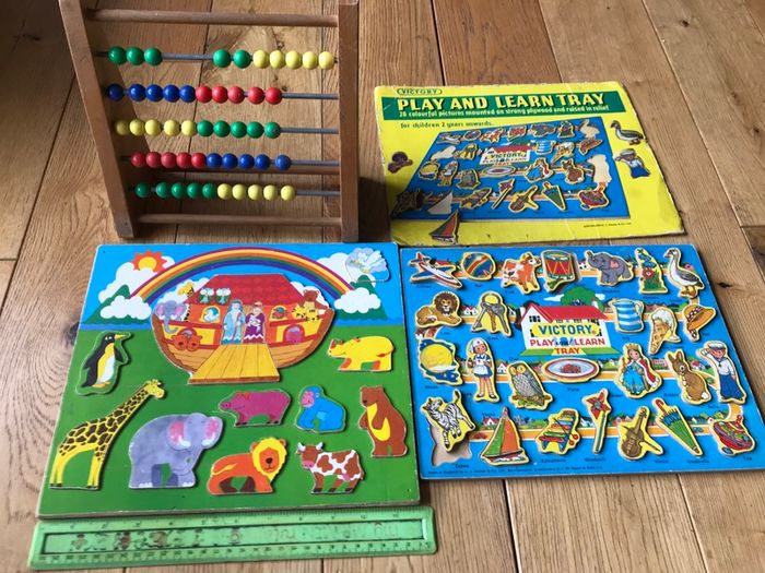 Vintage 1970's Abacus and Play and Learn Puzzles