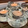Vintage Heavy Glass Quadruple Tea Light Candle Holder Retro Home Decor Collectable Glass Image 2