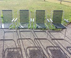 4 Garden Chairs in excellent condition, and fold away nicely for storage, great for camping trips