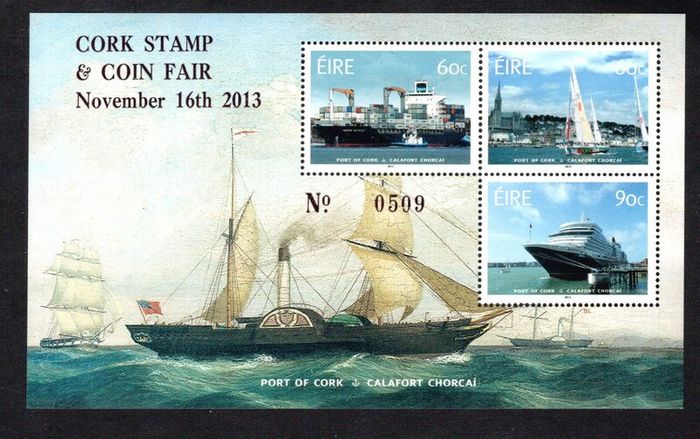 2013 Cork Stamp and Coin Exhibition 16th November 2013 Exhibition Commemorative Stamps Miniature Sheet on The Port of Cork Miniature Sheet Mint Never Hinged (MNH)