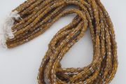 Vintage African Style Stripe Glass 4-5.5mm Beads Necklace Strand