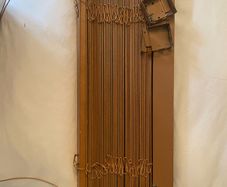 2 wooden slat Venetian blinds.
