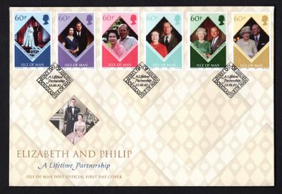 2007 Isle of Man diamond Wedding of Queen Elizabeth II and Duke of Edinburgh Commemorative Stamps First Day Cover (FDC)