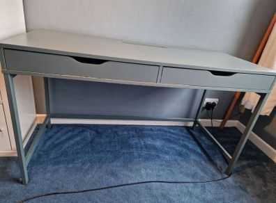Ikea Alex Desk, Teal/green, two drawer