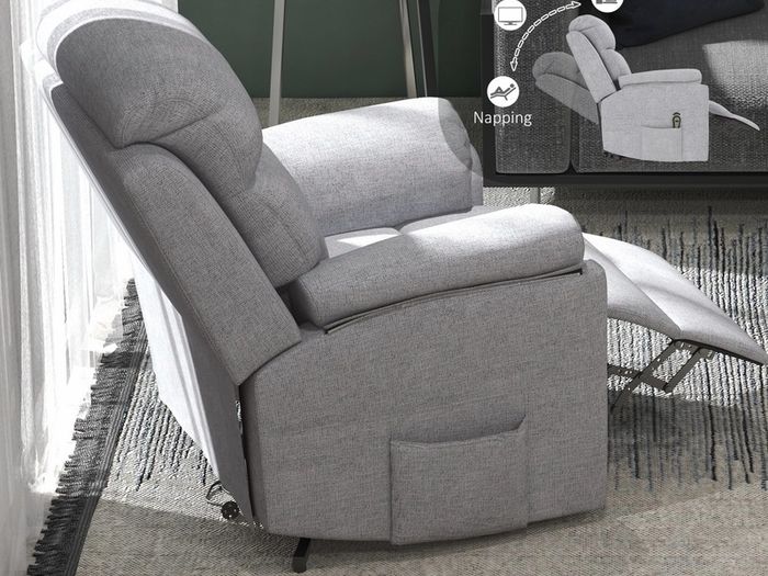 Power Lift Recliner Chair, Electric Lift Chair for Elderly, Overstuffed Linen Fabric Riser and Reclining Armchair with Remote Control, Side Pockets, for Living Room, Grey