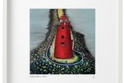 Poolbeg Lighthouse close up, Large Framed Print by artist Helen Mathews