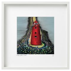 Poolbeg Lighthouse close up, Large Framed Print by artist Helen Mathews