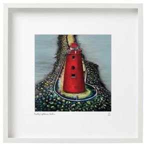 Poolbeg Lighthouse close up, Large Framed Print by artist Helen Mathews