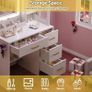 Dressing Table with Mirror and Stool: Vanity Desk with Mirror and Drawers - Makeup Desk with Jewellery Storage, Vanity Dressing Table with LED Lights, Brightness Adjustable, 3 Open Storage Areas Image 5