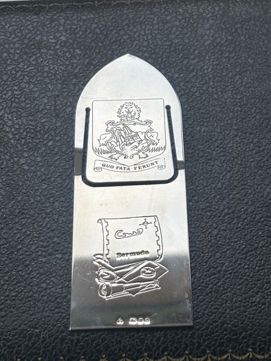 Vintage Bermuda Sterling Silver Bookmark Clip Coat of Arms Map Hallmarked 20g