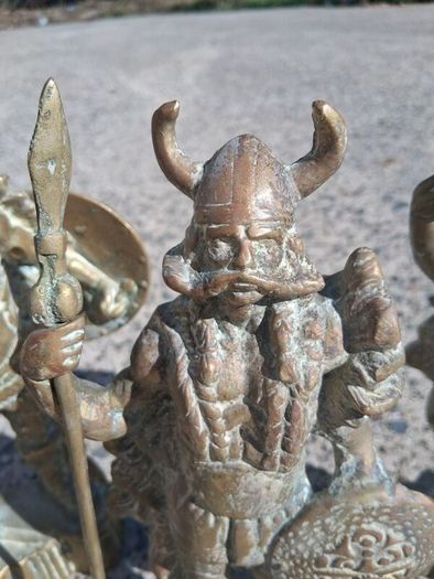 3 x Mid Century 10 inch Solid Brass Viking Warriors(6.9 kgs)