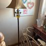 "Vintage Hollywood Regency Brass style Floor Lamp - Amber Glass Font & Original Bell Shade"  H155cm Image 4
