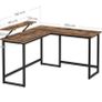 New L-Shaped Computer Writing Workstation PC Corner Desk With Monitor Stand (Brown) - FREE P&P Image 6
