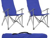 Foldable Camping Chairs 2 pcs Blue